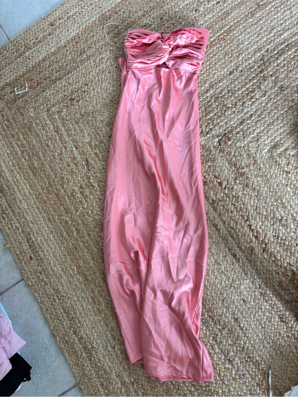Hello Molly Strapless Pink Satin Maxi Dress